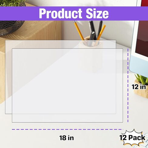 12-Pack Quilting Template Plastic Sheets – 12 x 18 Inches Reusable Clear Plastic for Fabric, Sewing, Applique, Patchwork Patterns, Stencil Craft, DIY Quilting and Fabric Design in Kuwait