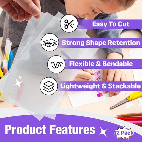 12-Pack Quilting Template Plastic Sheets – 12 x 18 Inches Reusable Clear Plastic for Fabric, Sewing, Applique, Patchwork Patterns, Stencil Craft, DIY Quilting and Fabric Design in Kuwait