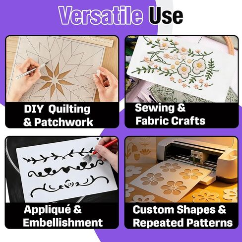12-Pack Quilting Template Plastic Sheets – 12 x 18 Inches Reusable Clear Plastic for Fabric, Sewing, Applique, Patchwork Patterns, Stencil Craft, DIY Quilting and Fabric Design in Kuwait