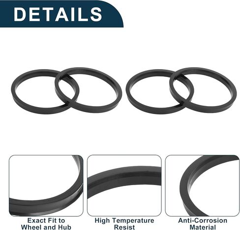 Car Wheel Hub Centric Rings Durable Wheels Center Shaft Shock Absorbing Hubrings Black 4 Pcs OD 106.1mm to ID 95.1 mm Polycarbonate in Kuwait