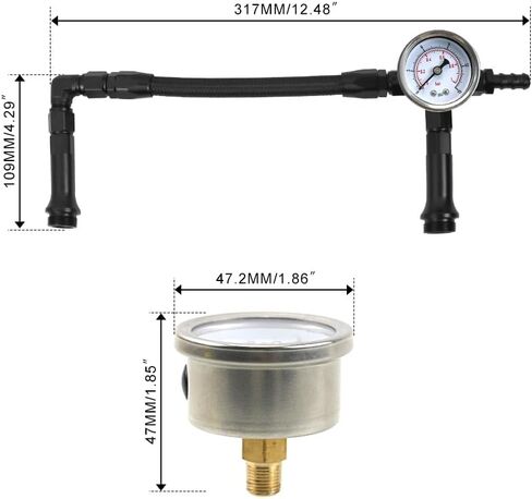 RULLINE AN6 Dual-Feed Double Pump Braided Fuel Line with 0-15 psi Vacuum Pressure Gauge Compatible with Holley 4150 Carburetor in Kuwait
