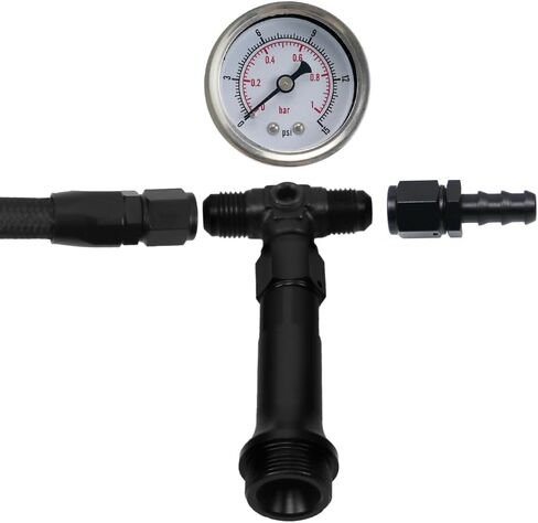 RULLINE AN6 Dual-Feed Double Pump Braided Fuel Line with 0-15 psi Vacuum Pressure Gauge Compatible with Holley 4150 Carburetor in Kuwait