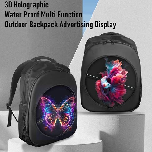 GOWENIC 3D Hologram Fan LED Backpack, 1080 x 448 Holographic Projector Advertising Bag with Remote Control, for Business Party Trade Show in Kuwait