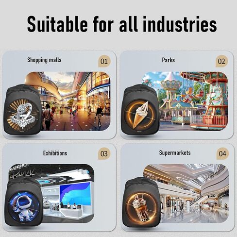 GOWENIC 3D Hologram Fan LED Backpack, 1080 x 448 Holographic Projector Advertising Bag with Remote Control, for Business Party Trade Show in Kuwait