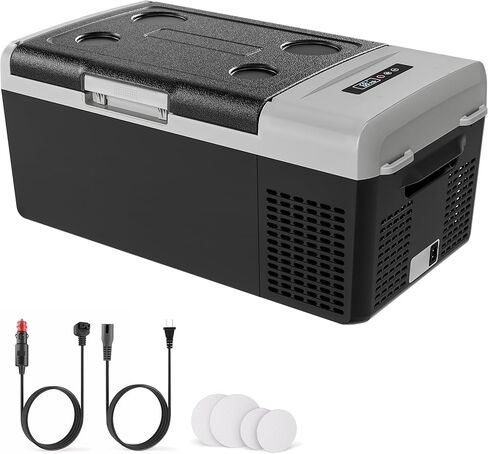 EKOJUCE Portable 12V Refrigerator, 17 Quart Compressor Electric Cooler, 12V Fridge -4℉-68℉, Portable Freezer for Camping, RV, Outdoor in Kuwait