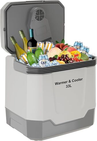 Garvee 35QT Electric Cooler and Warmer, Plug In Cooler with 12V & AC Power, Portable Car Refrigerator for Car & Home, Travel Cooler with Automatic Locking Handle for Camping & Road Trips in Kuwait