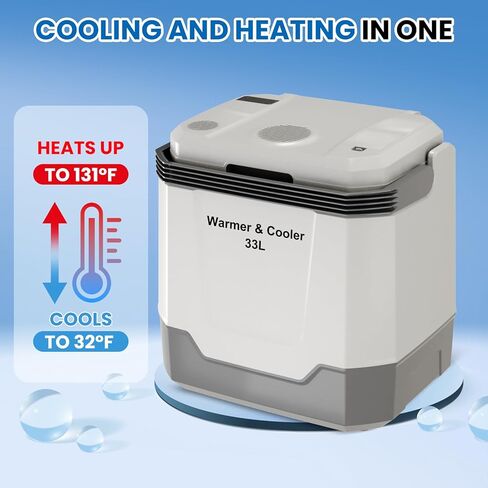 Garvee 35QT Electric Cooler and Warmer, Plug In Cooler with 12V & AC Power, Portable Car Refrigerator for Car & Home, Travel Cooler with Automatic Locking Handle for Camping & Road Trips in Kuwait