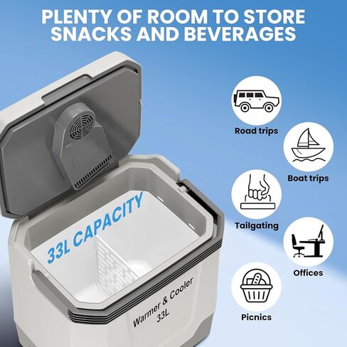 Garvee 35QT Electric Cooler and Warmer, Plug In Cooler with 12V & AC Power, Portable Car Refrigerator for Car & Home, Travel Cooler with Automatic Locking Handle for Camping & Road Trips in Kuwait