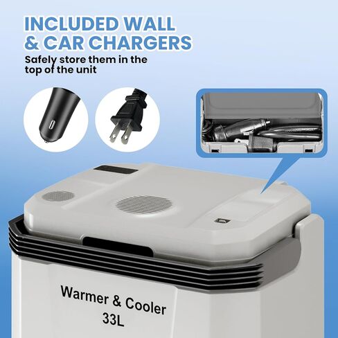 Garvee 35QT Electric Cooler and Warmer, Plug In Cooler with 12V & AC Power, Portable Car Refrigerator for Car & Home, Travel Cooler with Automatic Locking Handle for Camping & Road Trips in Kuwait