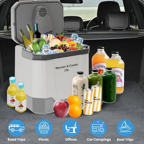 Garvee 35QT Electric Cooler and Warmer, Plug In Cooler with 12V & AC Power, Portable Car Refrigerator for Car & Home, Travel Cooler with Automatic Locking Handle for Camping & Road Trips in Kuwait
