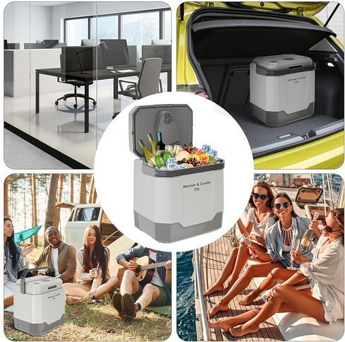 Garvee 35QT Electric Cooler and Warmer, Plug In Cooler with 12V & AC Power, Portable Car Refrigerator for Car & Home, Travel Cooler with Automatic Locking Handle for Camping & Road Trips in Kuwait