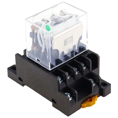 LY4NJ 4PDT Power Relay with Socket Base, 14-Pin, 10A Silver Contact, AC 110V/220V DC 12V/24V, General Purpose Sealed Design (DC12V) in Kuwait