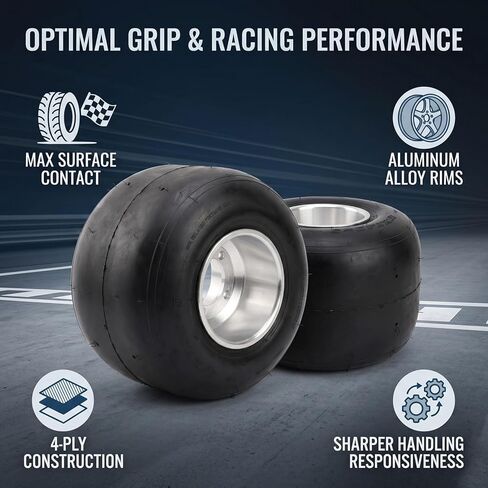 banapoy TubelessSlickTire, 2Pcs 5Inch 11x7.10-5 Rubber 4 Ply 3 Bolt Fixation Racing Drift Tire Replacement with Aluminum Alloy Rim for Cart Quad Drifting Bikes, Wheel Assembly in Kuwait