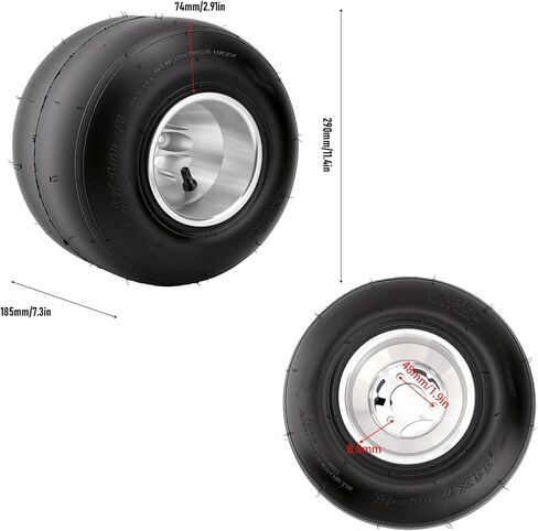 banapoy TubelessSlickTire, 2Pcs 5Inch 11x7.10-5 Rubber 4 Ply 3 Bolt Fixation Racing Drift Tire Replacement with Aluminum Alloy Rim for Cart Quad Drifting Bikes, Wheel Assembly in Kuwait