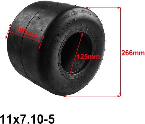 إطارات كارت 10x4.50-5 و11x7.10-5، عجلات مطاطية بديلة بدون أنابيب أمامية أو خلفية للكارتينج، إطار مقاوم للتآكل وغير مشوه للطرق الوعرة (11x7.10-5) in Kuwait