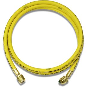 30460 A2L Refrigerant Hose, HVAC Hose for Left-Handed A2L Refrigerant Tank, 72"LH to'RH, 45° Fitting with Compact Ball Valve, 800 PSI Working Pressure, 4000 PSI Burst Pressure for R-32/ R-454B, Yellow in Saudi Arabia