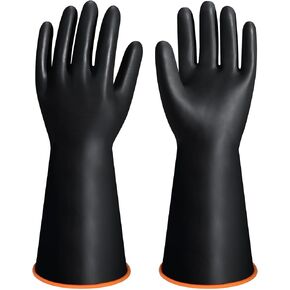 14" XL Size Latex Chemical Resistant Gloves, Reusable Heavy Duty Long Rubber Gloves Dishwashing Gloves, Industrial Safety Gloves for Men, Forearm Protection Waterproof Resist Strong Acid, Alkali, Oil in Saudi Arabia