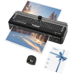Laminator Machine with 30 Laminating Sheets (A4/A5/A6), 4-in-1 Thermal and Cold Lamination Machine with Built-in Paper Trimmer and Angle Scale, 2-Min Warm-up Laminator for Home Office Black in Saudi Arabia