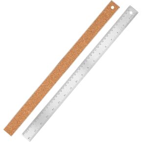 Metal Ruler 18 Inch - Stainless Steel Metal Ruler with Cork Backing Non-Slip Rulers with Inch and Centimeters Prevent Ink Leakage for School Office Drawing Engineering Tools in Kuwait