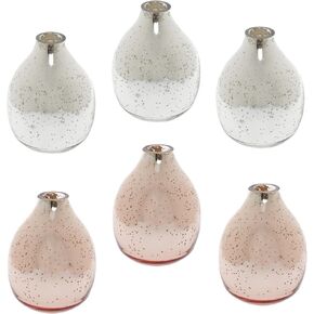 Hosley Set of 3 Metal Bud Vases - Your Choice of Colors. 4.5 Inch High. Ideal Accent Piece for Coffee and Side Tables as Well as Dried Floral Arrangements (1-Silver Finish) in Kuwait