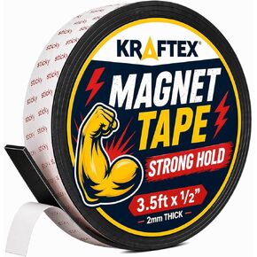 Kraftex Magnetic Tape: 3.5ft x 1/2" Magnetic Strips with Adhesive Backing. Sticky, Flat Magnets for Crafts, Magnet Labels & Stickers. Magnets with Adhesive Backing Great for Home, School and Office in Saudi Arabia