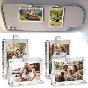 4-Pack Car Picture Holder, Acrylic Car Visor Photo Clips, Personalized Car Accessories Magnetic Car Sunshade Photo Frame for Adding Family or Personal Photos, Gifts in Saudi Arabia