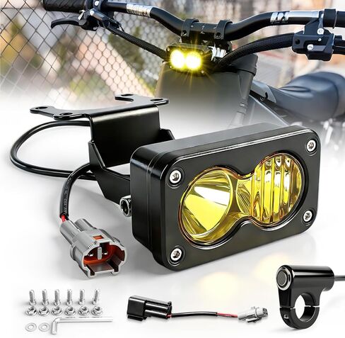 BraveWAY Motorcycle Headlight Upgrade Kit 3 Inch 3000K Amber Motorcycle Lights with Mount Bracket Spot Flood Combo Beam Dirtbike Headlight Plug and Play for Sur-Ron Segway X260 Talaria Sting MX4 MX5 in Kuwait