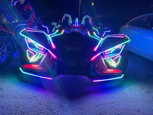 قطعتان من أضواء التراكب السفلية لمطاردة لون الأحلام RGB تناسب Polaris Slingshot 2020-2025، حلقات هالة LED مقاومة للماء IP68 مع تطبيق وجهاز تحكم عن بعد، مجموعة توهج خارجية in Kuwait