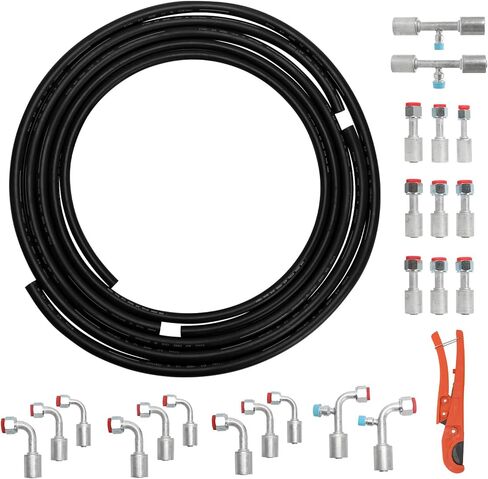 26PCS 9.5ft Air Conditioning Hose and Fitting Kit 9.5ft Air Conditioning Hose and Fitting Kit Includes 9.5ft #6#8#10 AC Hoses and #6#8#10 AC Fittings and Pipe Cutter in Kuwait
