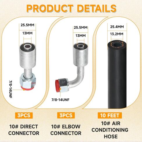26PCS 9.5ft Air Conditioning Hose and Fitting Kit 9.5ft Air Conditioning Hose and Fitting Kit Includes 9.5ft #6#8#10 AC Hoses and #6#8#10 AC Fittings and Pipe Cutter in Kuwait
