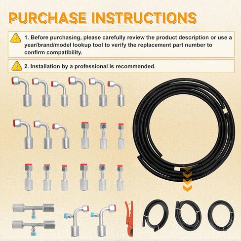 26PCS 9.5ft Air Conditioning Hose and Fitting Kit 9.5ft Air Conditioning Hose and Fitting Kit Includes 9.5ft #6#8#10 AC Hoses and #6#8#10 AC Fittings and Pipe Cutter in Kuwait