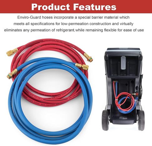 34722 Replacement 9' Long Red and Blue R-134a Enviro-Guard Hose Set for 34788, 34288, and 34134Z RRR Machines in Kuwait