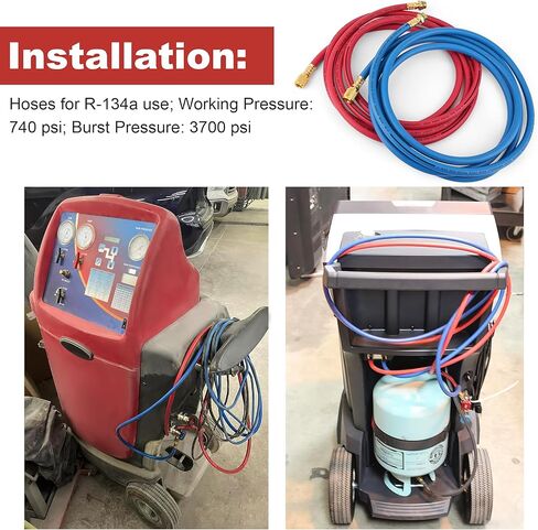 34722 Replacement 9' Long Red and Blue R-134a Enviro-Guard Hose Set for 34788, 34288, and 34134Z RRR Machines in Kuwait