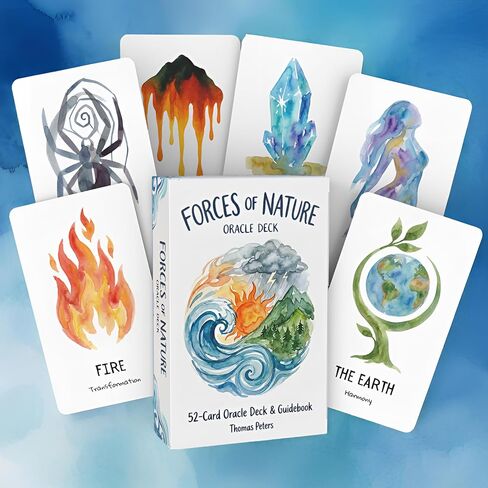 TechnoVision Forces of Nature: 52-Card Oracle Deck & Guidebook - Watercolor Art for Divination, Inspiration, Spiritual Growth, and Journaling in Kuwait