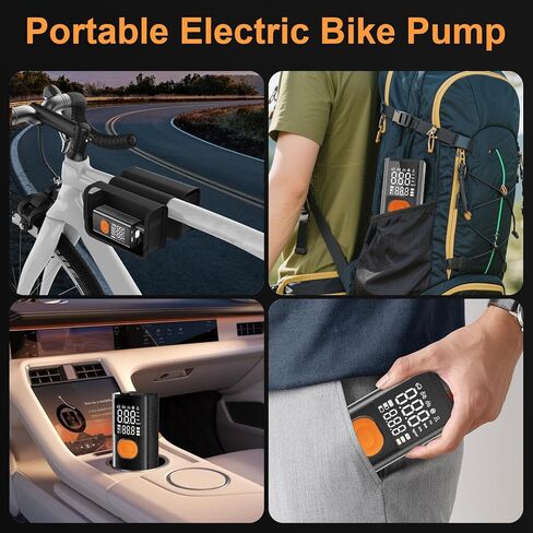 Tire Inflator Portable Air Compressor for Car Tires, 150 PSI Cordless Portable Air Compressor with Digital Pressure Gauge, Auto Shut-Off, LED Emergency Light for Roadside Emergencies in Kuwait