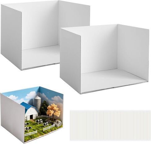 2 Pack Lengthen Cardboard Diorama Kit, 13 x 8.7 x 8.3 Inch Diorama Box for Display, Diorama Project Supplies Display Case with Double Sided Tapes for DIY Crafts Toys in Kuwait