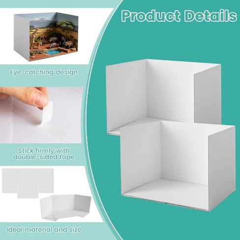 2 Pack Lengthen Cardboard Diorama Kit, 13 x 8.7 x 8.3 Inch Diorama Box for Display, Diorama Project Supplies Display Case with Double Sided Tapes for DIY Crafts Toys in Kuwait