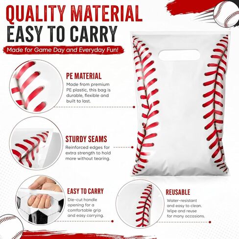 100 Pcs Sports Party Favor Bags Football Candy Gift Bags, Plastic Goodie Treat Wrap Bags Bulk with Handles for Soccer Baseball Basketball Football Theme Event Gift Bag Birthday Supplies Decorations in Kuwait