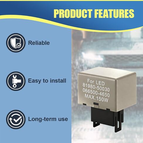 8-Pin LM449 81980-50030 066500-4650 Car LED Flasher Assy Relay, Fix Hyper Rapid Flashing Electronic Relay, Auto Turn Signal Light Bulb Accessory Compatible with Most Cars (Silver) in Kuwait