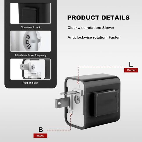 Sun Walker 12V سرعة قابلة للتعديل 2 دبوس LED مرحل وامض، مرحلات ضوء LED وامض إصلاح فرط فلاش بدون فلاش، 2 دبوس مرحل ومضي إلكتروني لدراجة نارية سيارة شاحنة بدوره إشارة الضوء in Kuwait