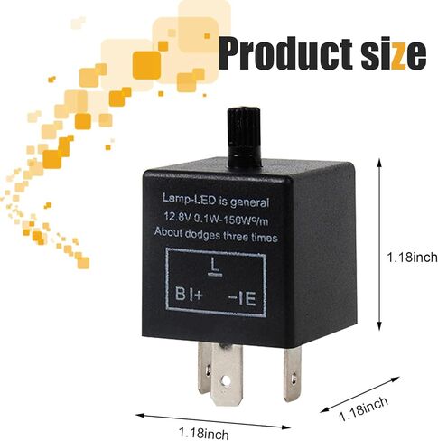 مرحل فلاش LED للسيارة CF13، 3 سنون 12 فولت إشارة الانعطاف المفرط، مرحل إصلاح المتعري الفائق، أداة التحكم في التردد بمقبض علوي قابل للتعديل، أداة صيانة التوصيل والتشغيل لمعظم السيارات (أسود) in Kuwait