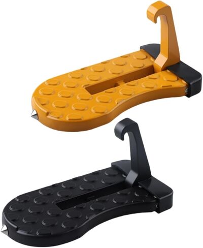 2 Pack Car Door Step for Roof Access, Folding Door Latch Step, Non-Slip Aluminum Alloy Pedal with Safety Hammer, Fits Most Cars SUVs Trucks, Yellow & Black in Saudi Arabia