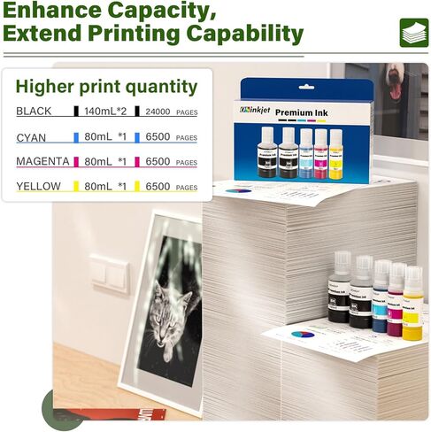 مجموعة زجاجات إعادة تعبئة الحبر متوافقة مع ET-3850 ET-3760 ET-2850 ET-4850 ET-4760 ET-2760 ET-2980 ET-2988 ET-3830 ET-3750 ET-15000 ET-2750 (2BK C M Y) in Kuwait