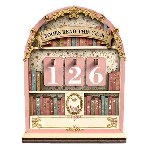متتبع عداد الكتب، عداد الكتب التي تقرأ هذا العام، هدايا لمحبي الكتب للنساء، عرض التقدم في القراءة، تصميم وردي قديم لمكتبة المنزل وديكور رف الكتب in Kuwait