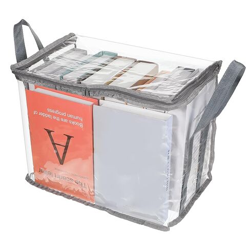 Book Storage Box Comic Clear Book Storage Bags Toy Organizer Bag 5x9x3 Inch Plastic Foldable Comic Books Organizer Bag with Lid and Lifting Handle for Toys Books in Kuwait