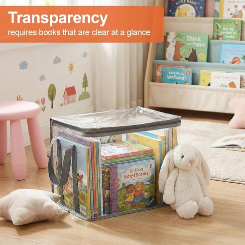 Book Storage Box Comic Clear Book Storage Bags Toy Organizer Bag 5x9x3 Inch Plastic Foldable Comic Books Organizer Bag with Lid and Lifting Handle for Toys Books in Kuwait