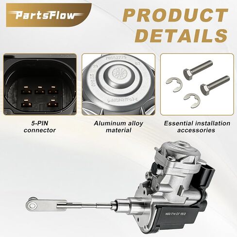 محرك صمام التحكم الإلكتروني لشاحن توربيني من PartsFlow متوافق مع 2012-2017 Audi A3 S3 Q3 Vw Golf Jetta 1.4 Tsi لسيارة Volkswagen Beetle CC Golf Polo Sharan Tiguan، 1.4TSI in Kuwait