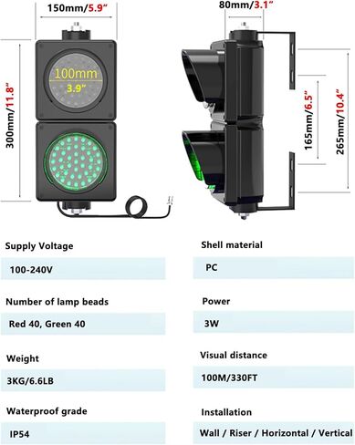 Style Traffic Lamp, Red/Green LED Loading Dock Traffic Lights,Plug & Play,IP54 Waterproof Indicator in Kuwait