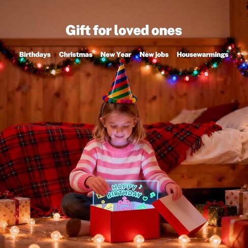 لوحة رسم LED للأطفال مقاس 13.7 × 10 بوصة من Hosim، تابلت رسم مضيء مع 9 ألوان وجهاز تحكم عن بعد، لوحة ملاحظات LED أكريليك مع ألوان، لوحة رسم خربش توهج 3+ هدايا عيد ميلاد للفتيات/الأولاد بعمر 3 سنوات in Kuwait