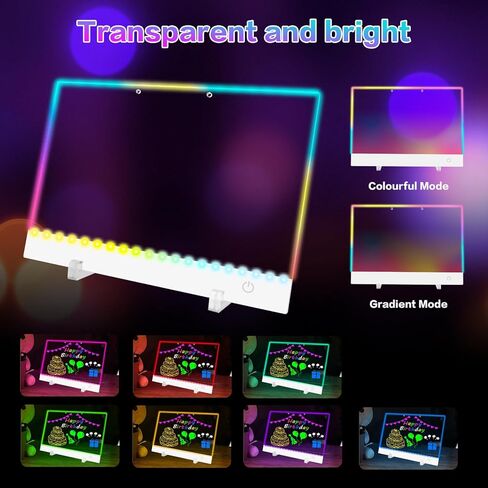 لوحة رسم LED قابلة لإعادة الشحن للأطفال - لوحة رسم مضيئة مقاس 13.8 × 10 بوصة مع 8 ألوان، لوحة مسح جافة Sergamy Glow Dry مع 7 أقلام تحديد ومجموعة حامل، لعبة هدية رسومات الشعار المبتكرة لتتبع الفتيات/المراهقين in Kuwait